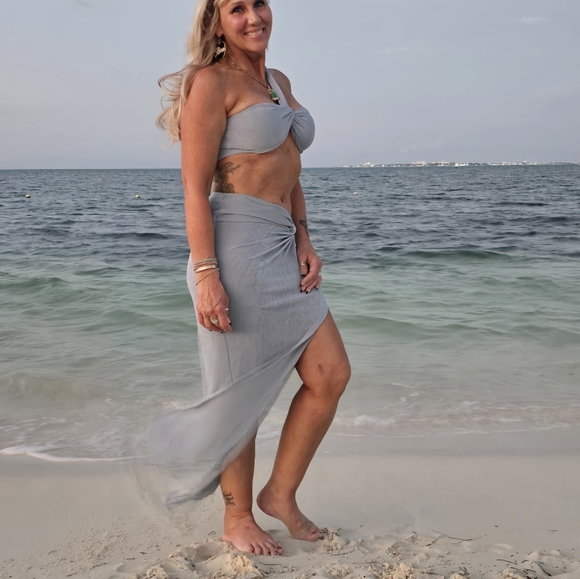 2 piece Light Blue Resort wear Dress - Picture 6 of 11